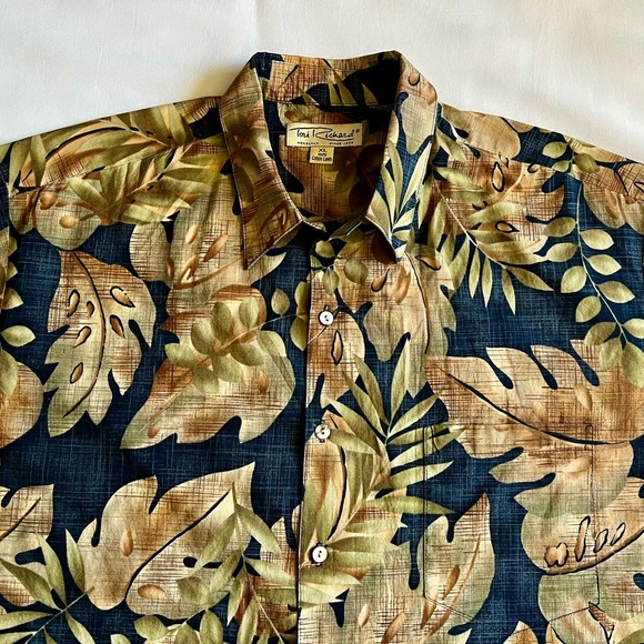 Tori Richard Size XL Floral Bronze Hawaiian Shirt Cotton Lawn Made In Hawaii - Picture 2 of 6